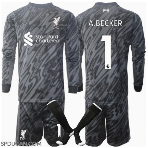 Dječji Nogometni Dres Liverpool Alisson Becker #1 Golmanski Domaci 2024-25 Dugi Rukav (+ Kratke hlače)